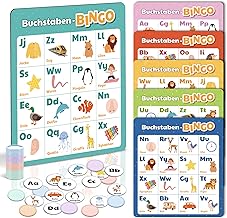 ABC Bingo Game Children from 4 5 6 Years – Letters Educational Game for Beginners to School – Educational Game 1st Class – Board Game Children – School Gift – Educational Toy