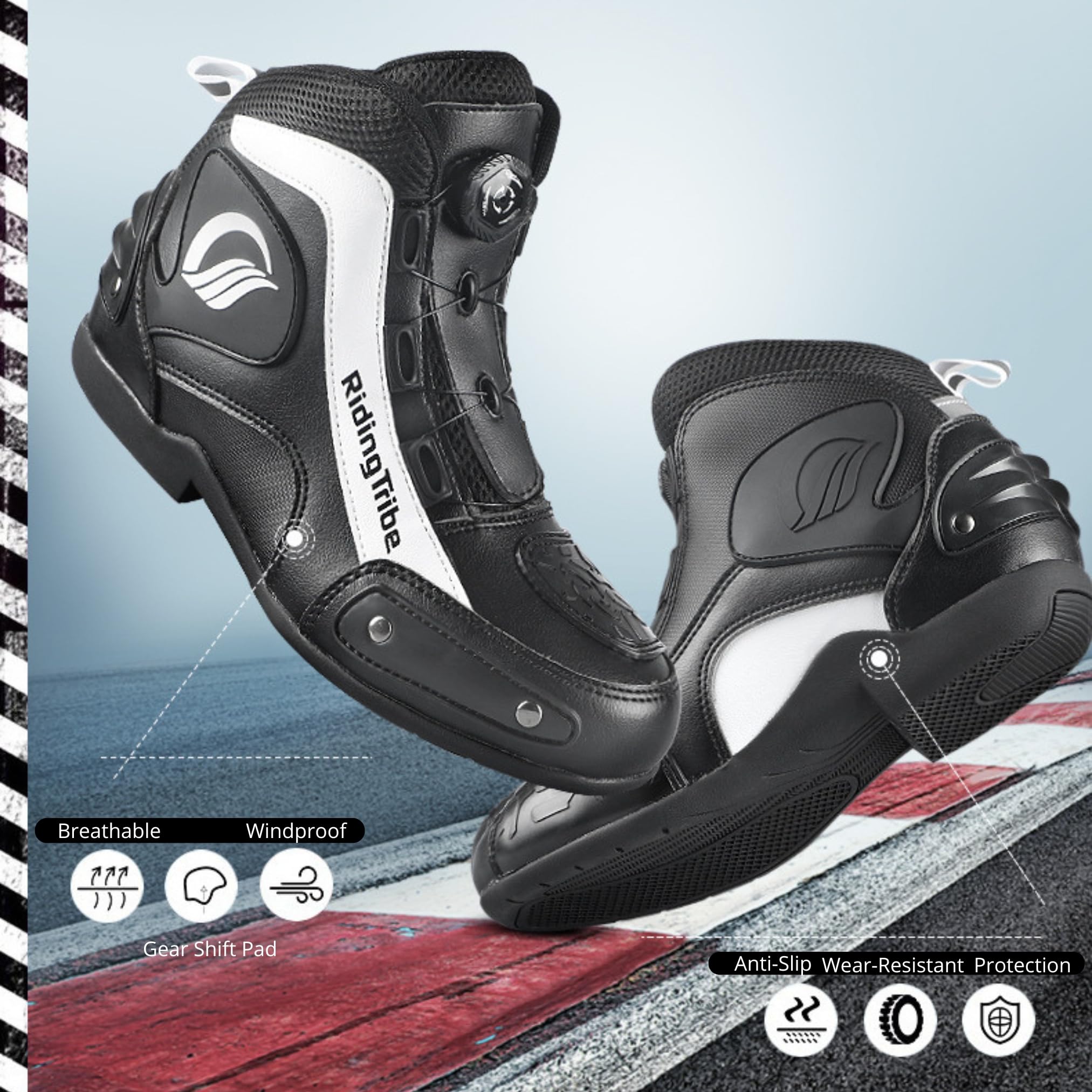 Scarpe da Moto per Uomo e Donna con Protezioni – Stivali Motociclisti Chiusura Rapida, Antiscivolo, Resistenti e Comode