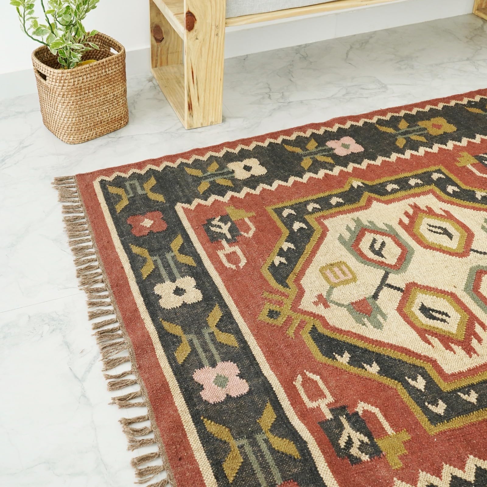 Tapis écologique en laine et jute fait à la main pour le salon 120 x 240 cm