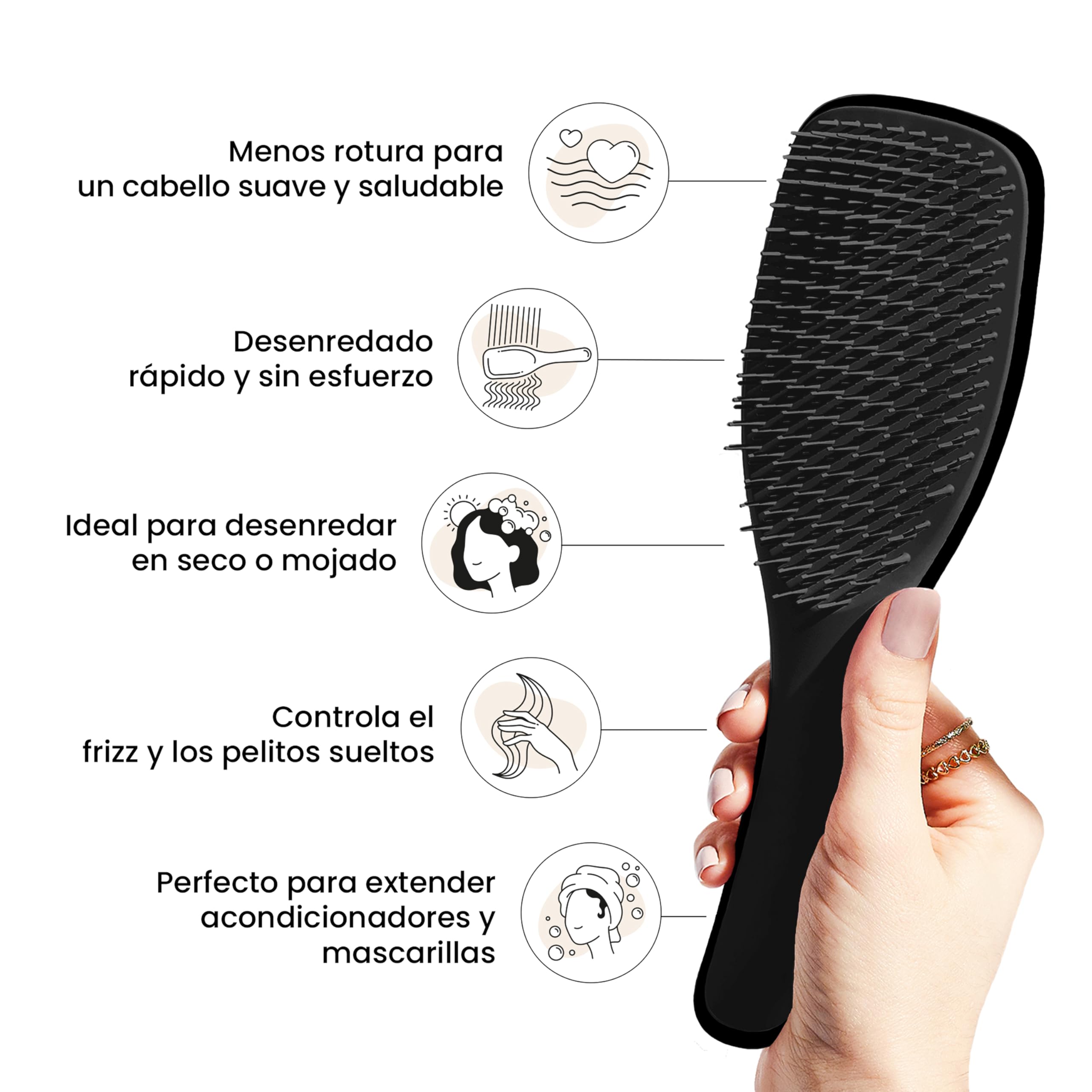 Tangle Teezer Ultimate Detangler Hairbrush - Cepillo Desenredante para Pelo Seco y Mojado - Apto para Todo Tipo de Cabello - Púas de Doble Altura para Menos Rotura y Sin Nudos - Negro Regaliz