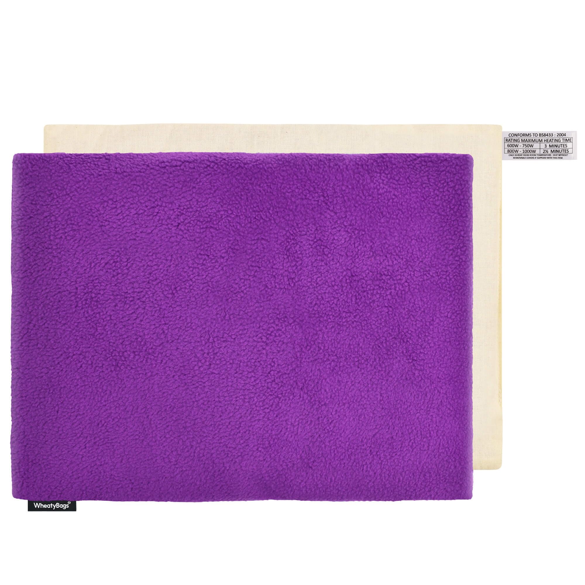 Wheat Bag Pet Heating Pad (40cm x 30cm) - (Fleece Fabric - Purple with Removable Cover)