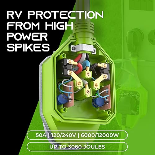 Miniatura 5 de GEARit Protector contra sobretensiones RV de 50 amperios, analizador de circuitos, protector de voltajemonitor (3060 julios), protección contra