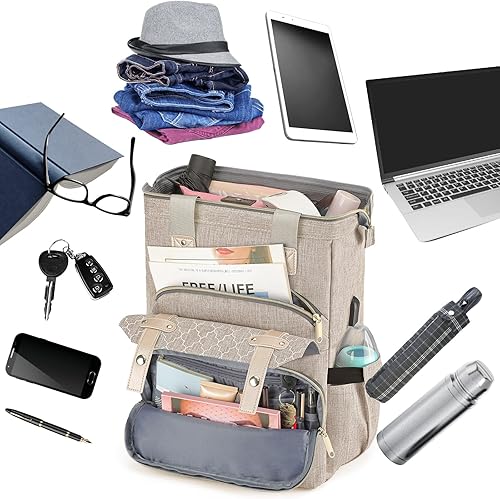 Miniatura 9 de Mochila para mujeres y hombres, mochilas escolares para adolescentes, niñas, niños, mochila grande y abierta con puerto de carga USB, mochila de