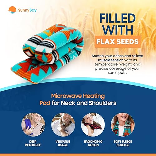 Miniatura 4 de Sunnybay - Almohadilla de calentamiento para microondas para cuello y hombros - Paquetes calientes de semillas de lino para el dolor - Almohadilla