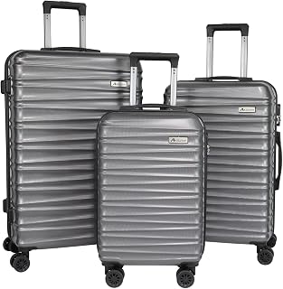 Luggage Sets 3 Piece (20/24/28 inch)-Carry On Suitcase-Suitcase With Wheels-PC+ABS - Hardside Spinner Travel Luggage (Metallic Grey, 3 Pcs Set)