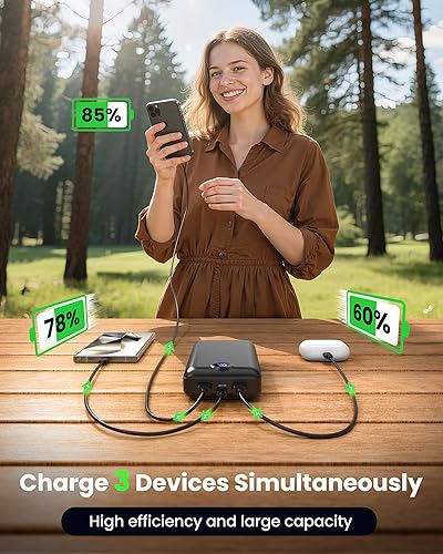 Miniatura 3 de Cargador portátil Banco de energía 50000mAh 22.5W Carga rápida USB C Batería externa Cargador de teléfono con pantalla digital 3 salidas y 2