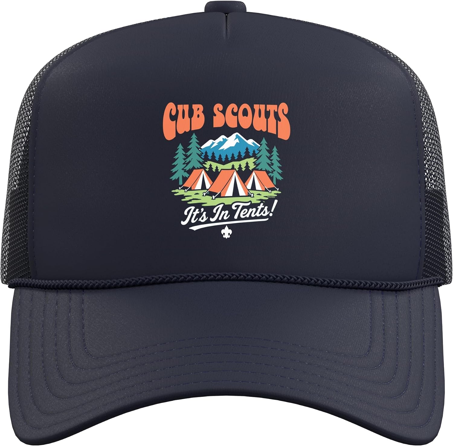 Cub Scouts: It's in Tents! Funny Camping & Outdoor Scouting Trucker Hat with Adjustable Mesh Back image 2