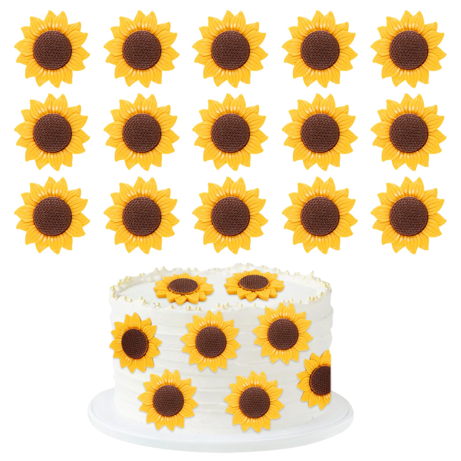20 Pack Sunflower Cupcake Toppers for Flower Themed Party Birthday Cupcake Picks Party Decorations Supplies for Baby Shower Birthday Party