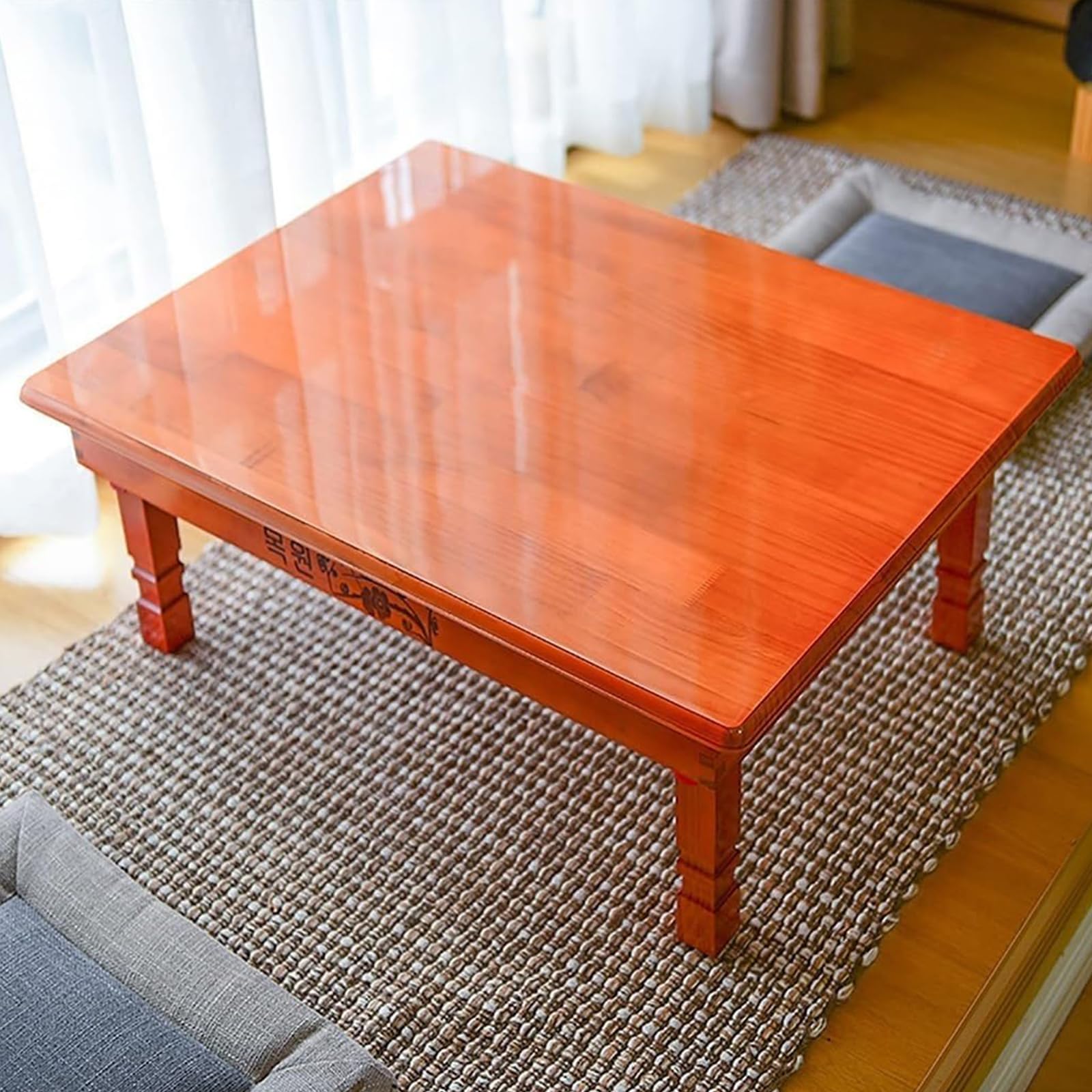 Table basse coréenne en bois massif pour méditation au sol en toute sérénité