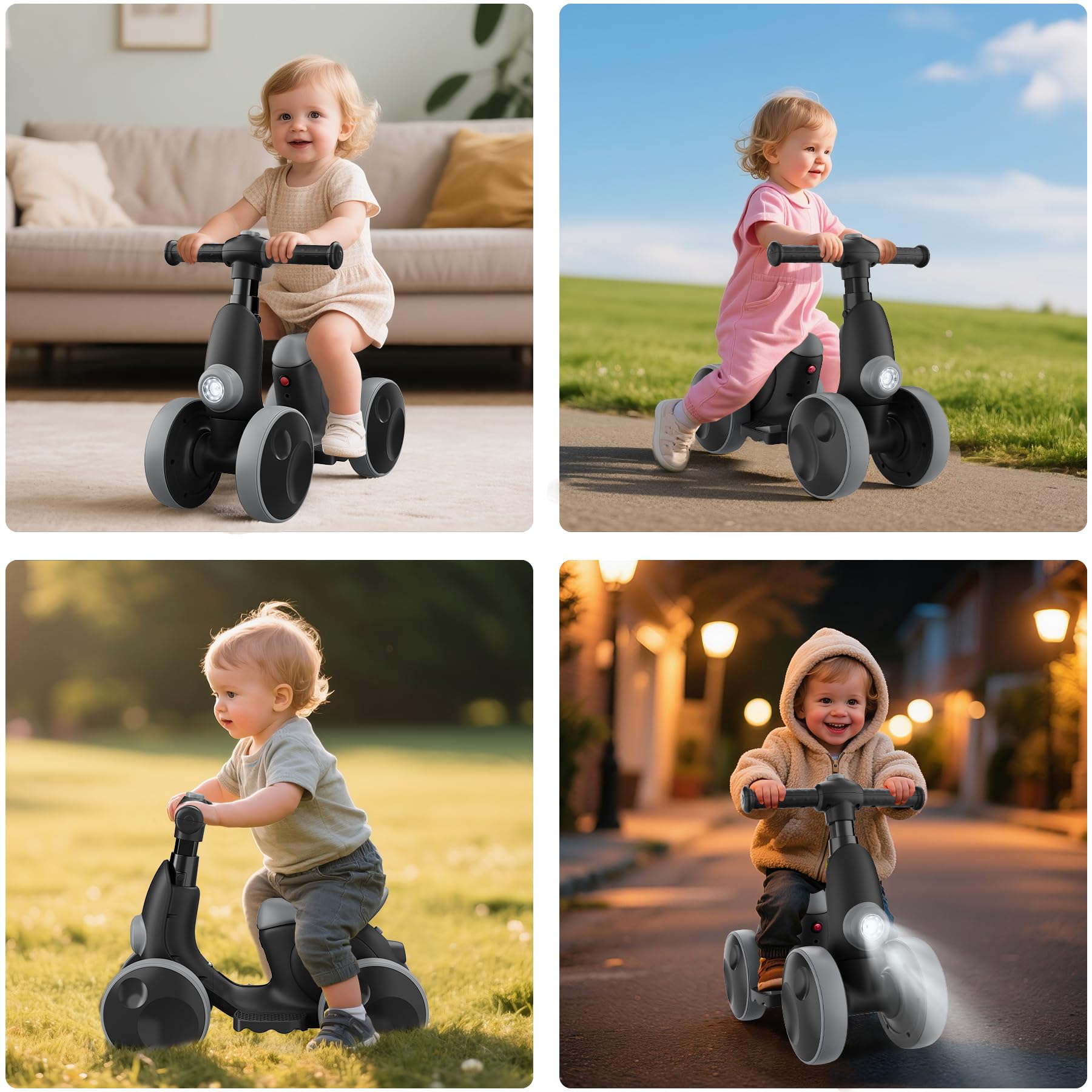 VITONIS Draisienne Électrique pour Tout-Petits avec Machine à Bulles pour Garçons et Filles De 1 an, Draisienne 4-en-1 pour Enfants avec Musique et Lumières LED, Jouet Cadeau pour 12-48 Mois