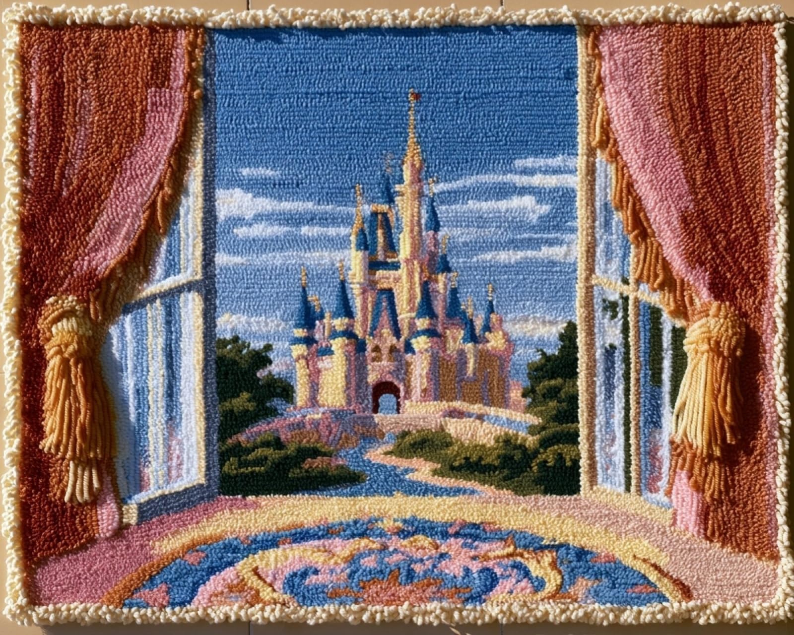 Wallphantom Latch Hook Rug Kits,The Castle Outside the Window