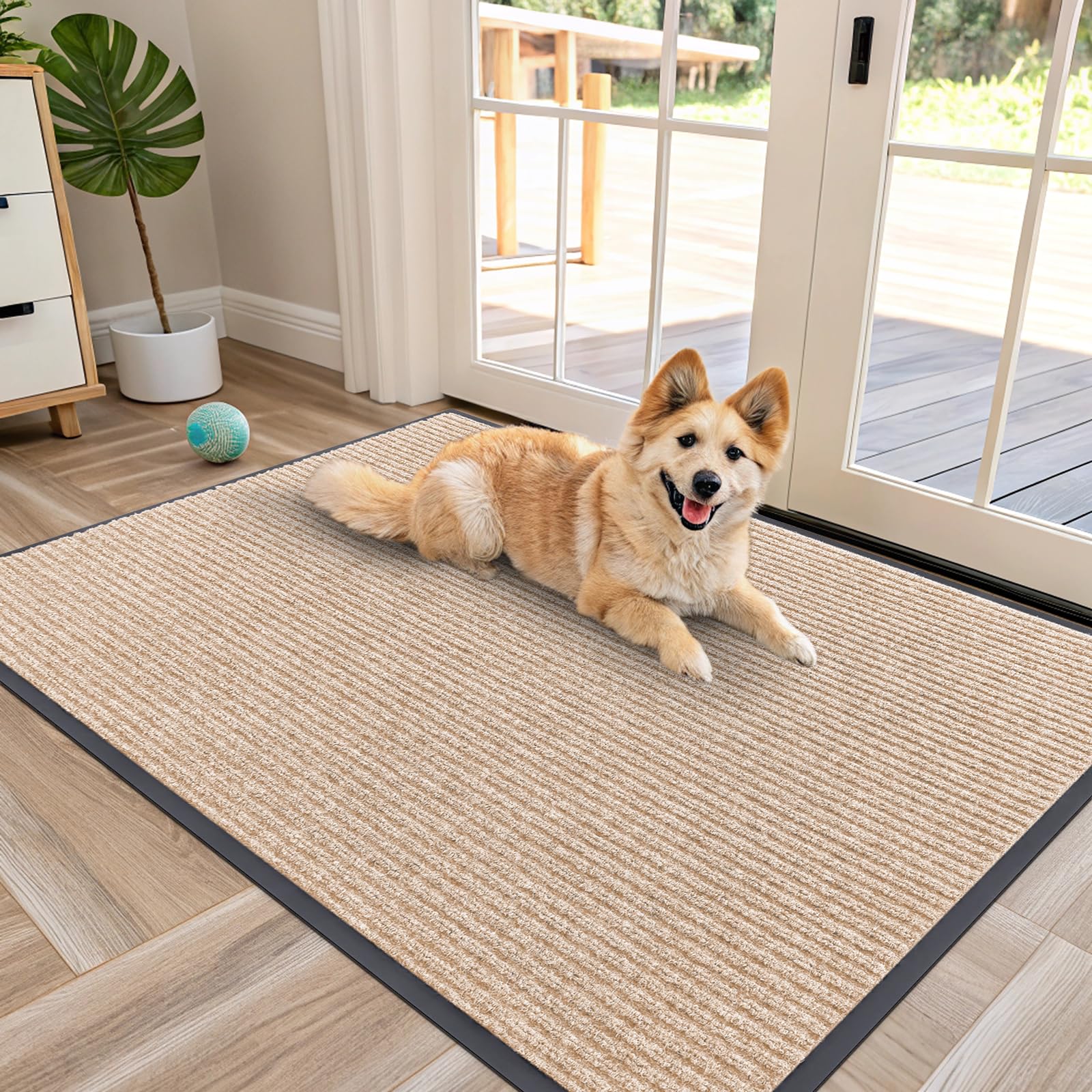 OLANLY Front Door Mat Indoor Outdoor Entrance, Waterproof Heavy Duty Doormat, Fade Resistant, Low Profile, Easy Clean Patio Porch Welcome Floor Mats for Entry, 29.5x17, Beige — view 102