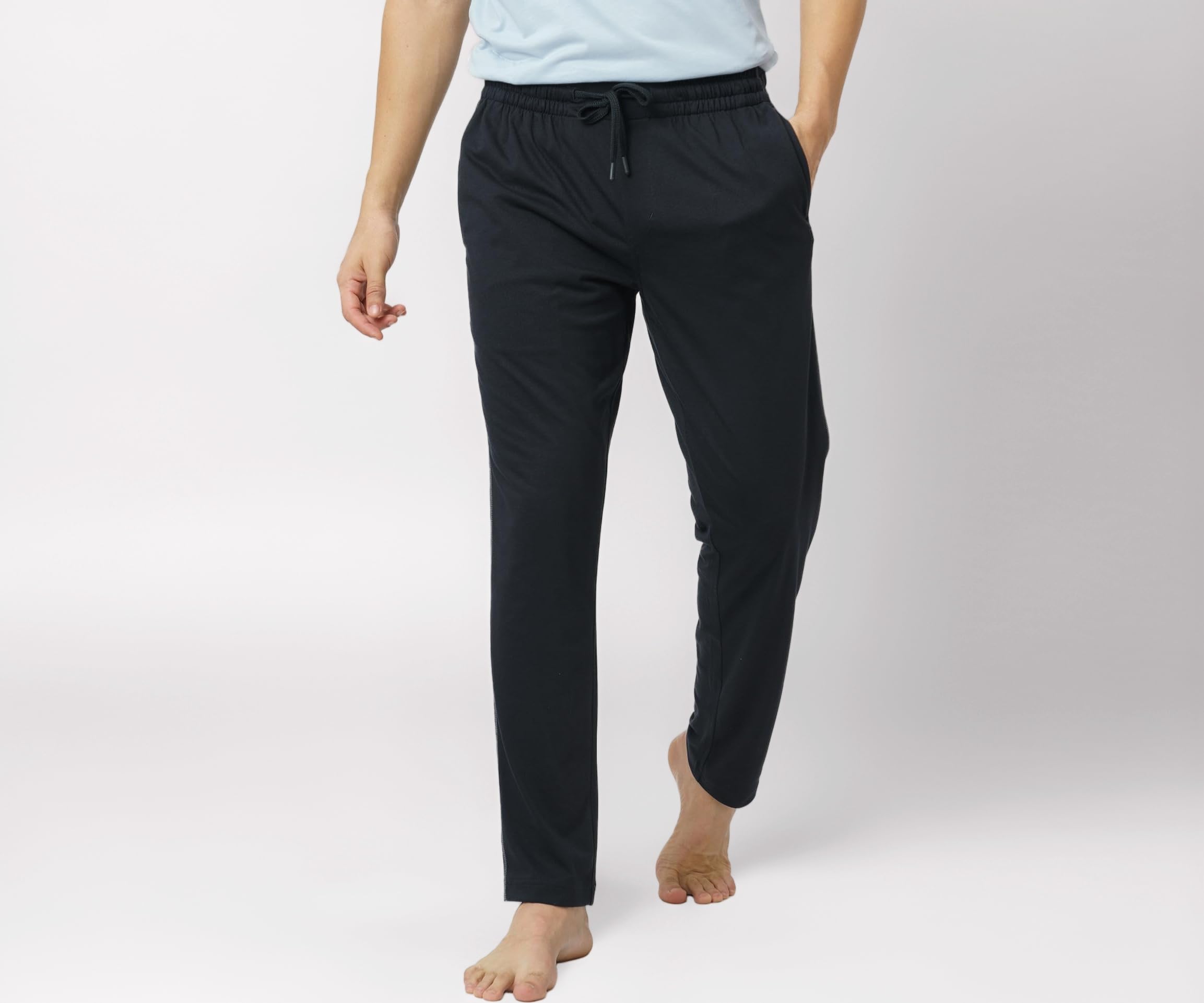 Mens Joggers Track Pants, Cotton Blend Pants for Man, Hidden Side Zipper Pocket Men Trackpant, Pilling Proof Joggers Pant for Men