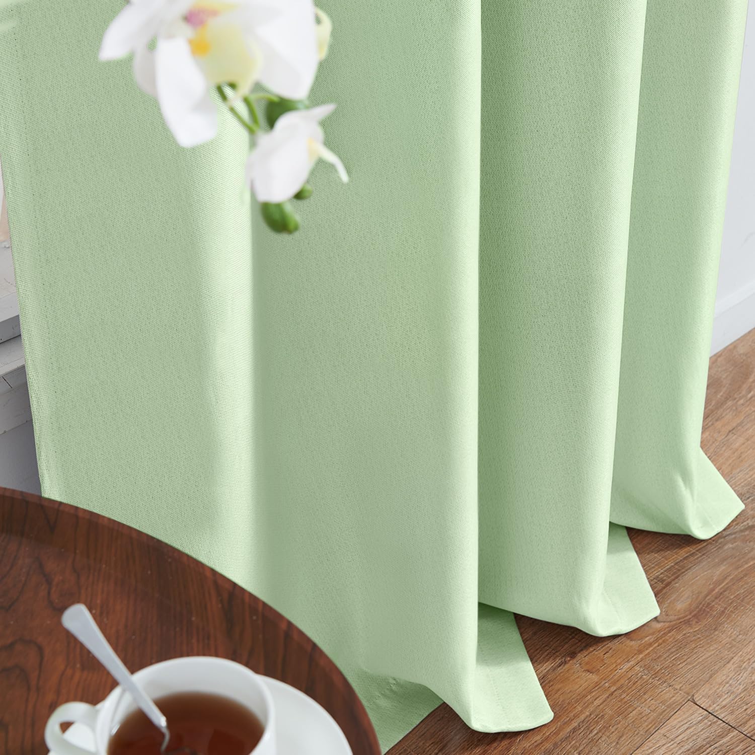 jinchan 85% Blackout Curtain 96 Inch Length, Faux Linen Curtain for Living Room, Thermal Insulated Room Darkening Grommet Top Window Drape, 1 Panel Curtain for Bedroom Lime Green