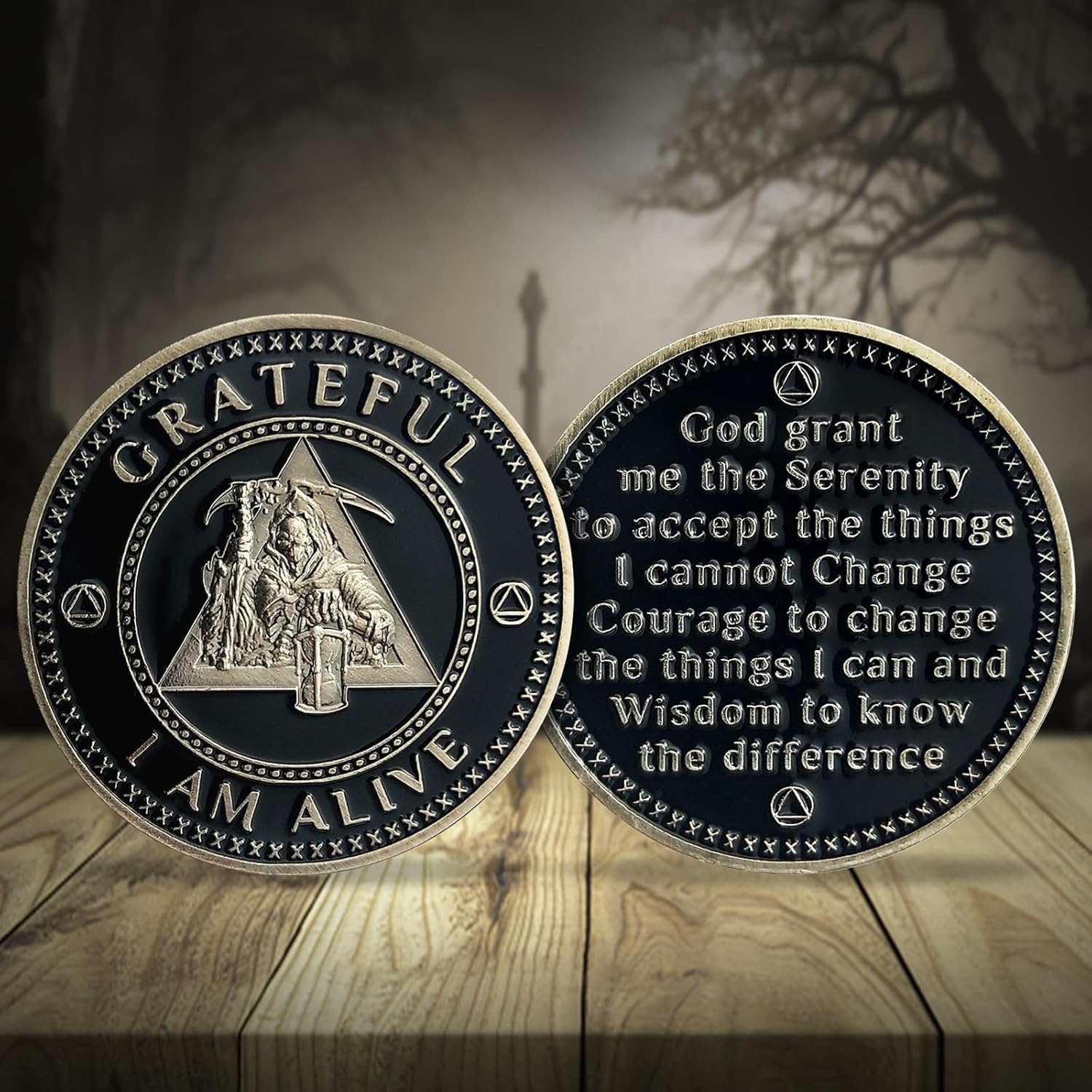 감사합니다. 저는 살아있습니다. 절주 칩, 평온함, 기도 로켓, 기념일 토큰, AA 코인 회수 선물