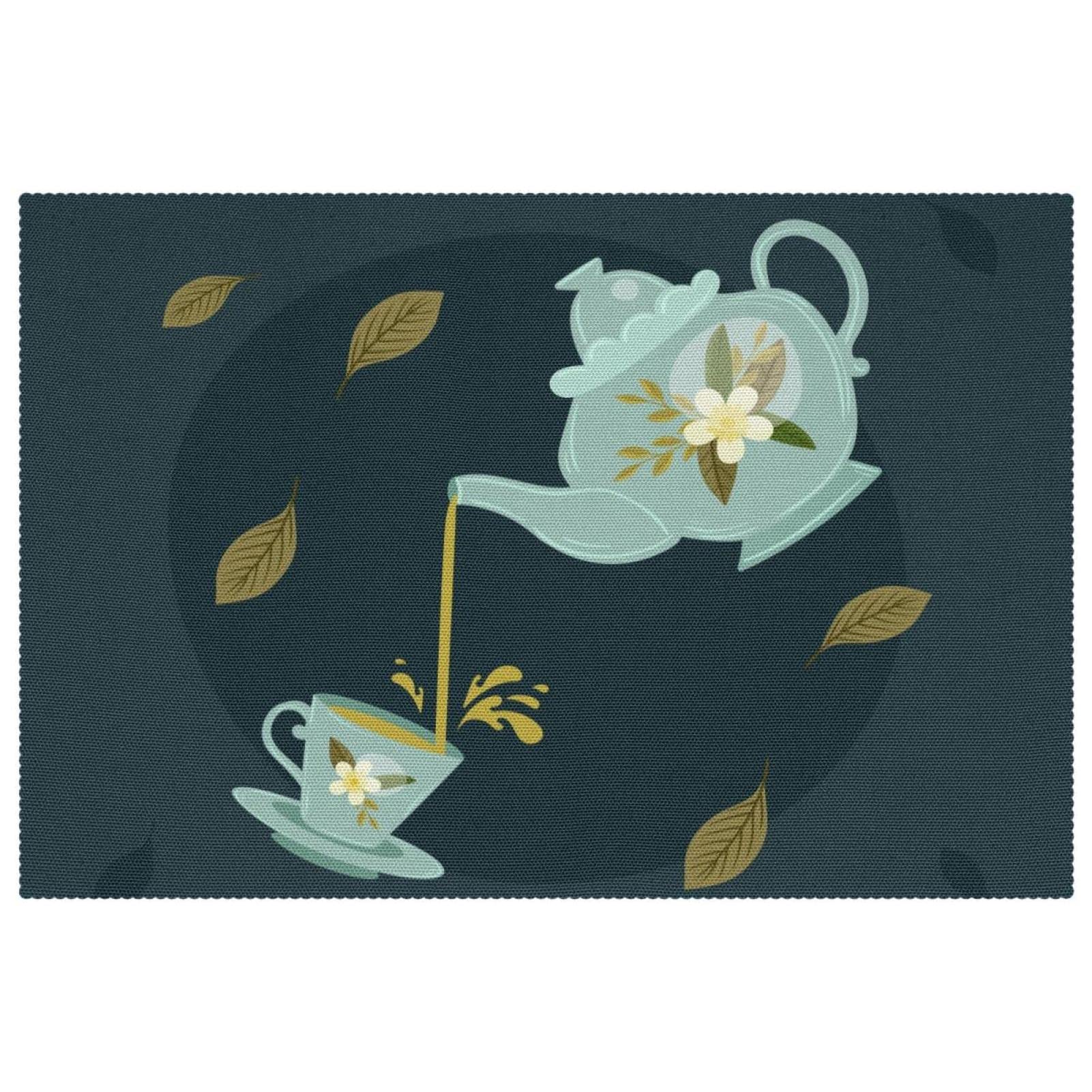Set de table théière chinoise lot de 6 tapis de table antidérapants 30x45 cm