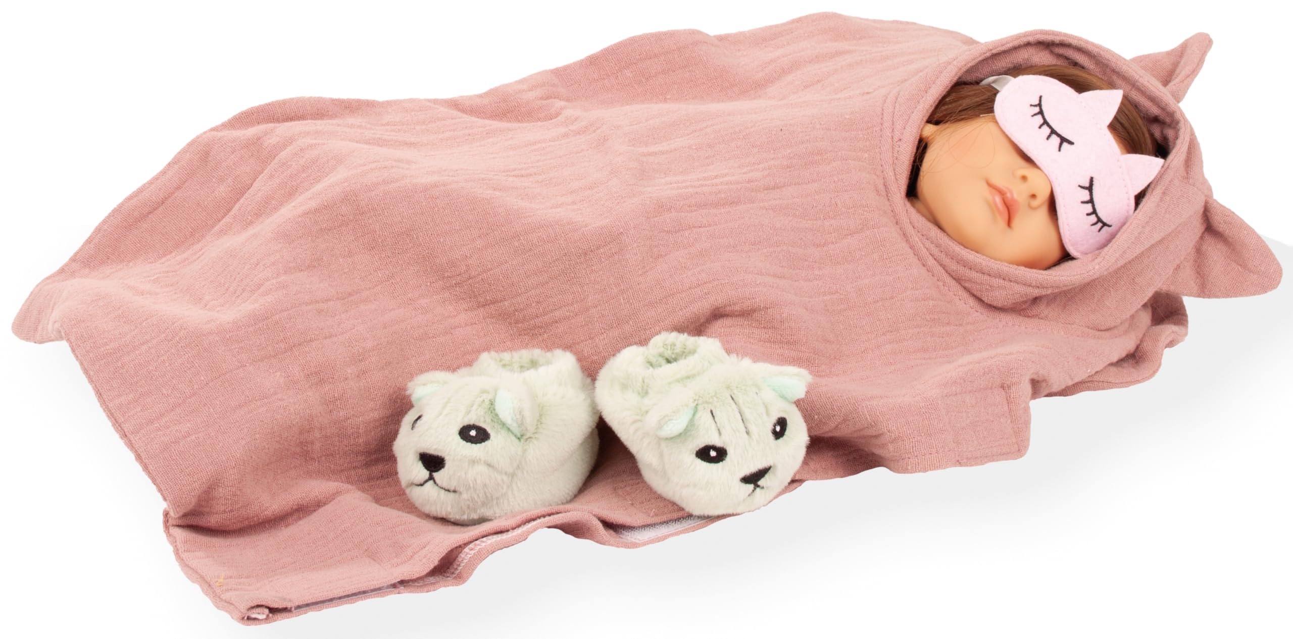 Götz Little Kidz Grete PJ Party 2511042 Stehende Puppe 36 cm mit braunen Haaren und grauen Augen, 8 Stück