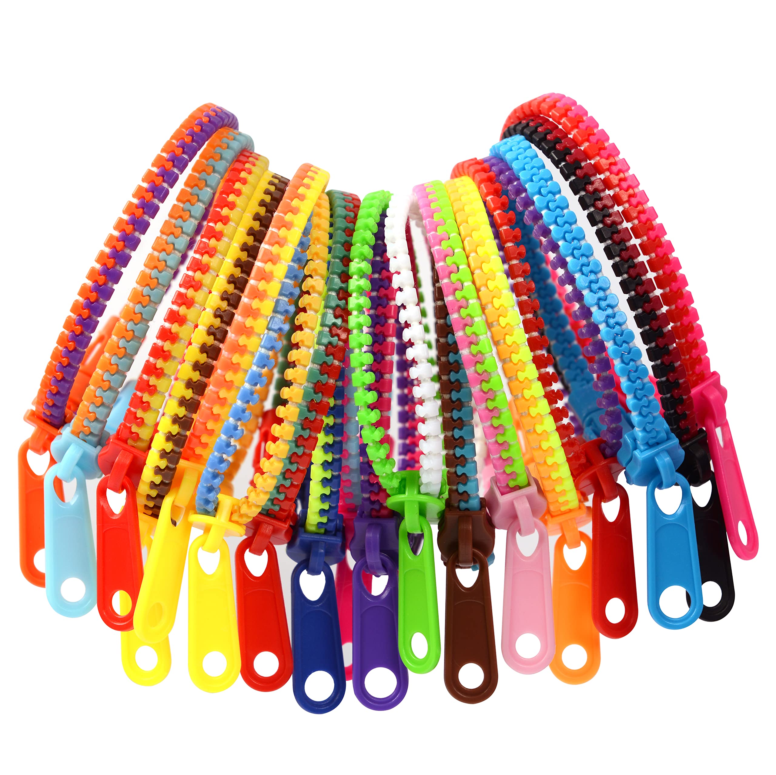 150-Pack Zipper Bracelets Set,7.5 Inches Neon Colors Sensory Bracelet Bulk Party Pack,Fidget Friendship Zipper Bracelets for Boys Girls Kids Easter Basket Stuffers Christmas Gifts