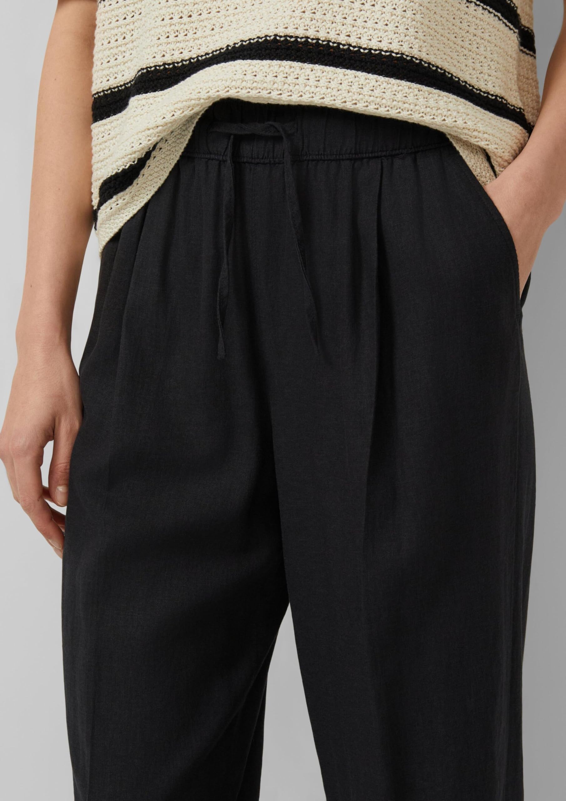 s.Oliver Damen Leinen-Mix Hose lang Leinenmix-Hose mit Elastischem Bund