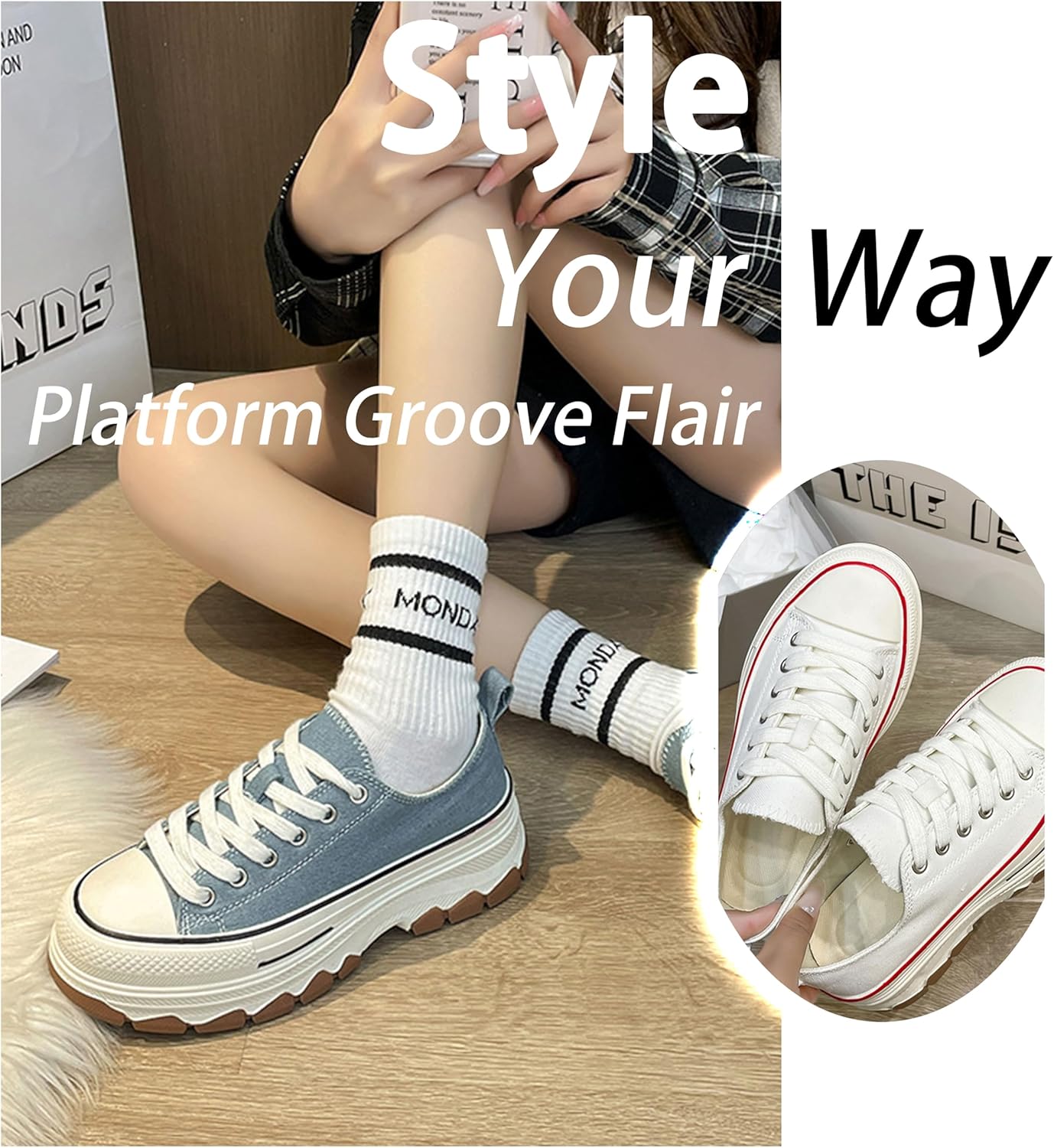 Y2K Fashion Women's Canvas Shoes, Colorful Palette Chunky Platform Sneakers, Wear - Resistant Anti - Slip Rubber Sole - Image 7