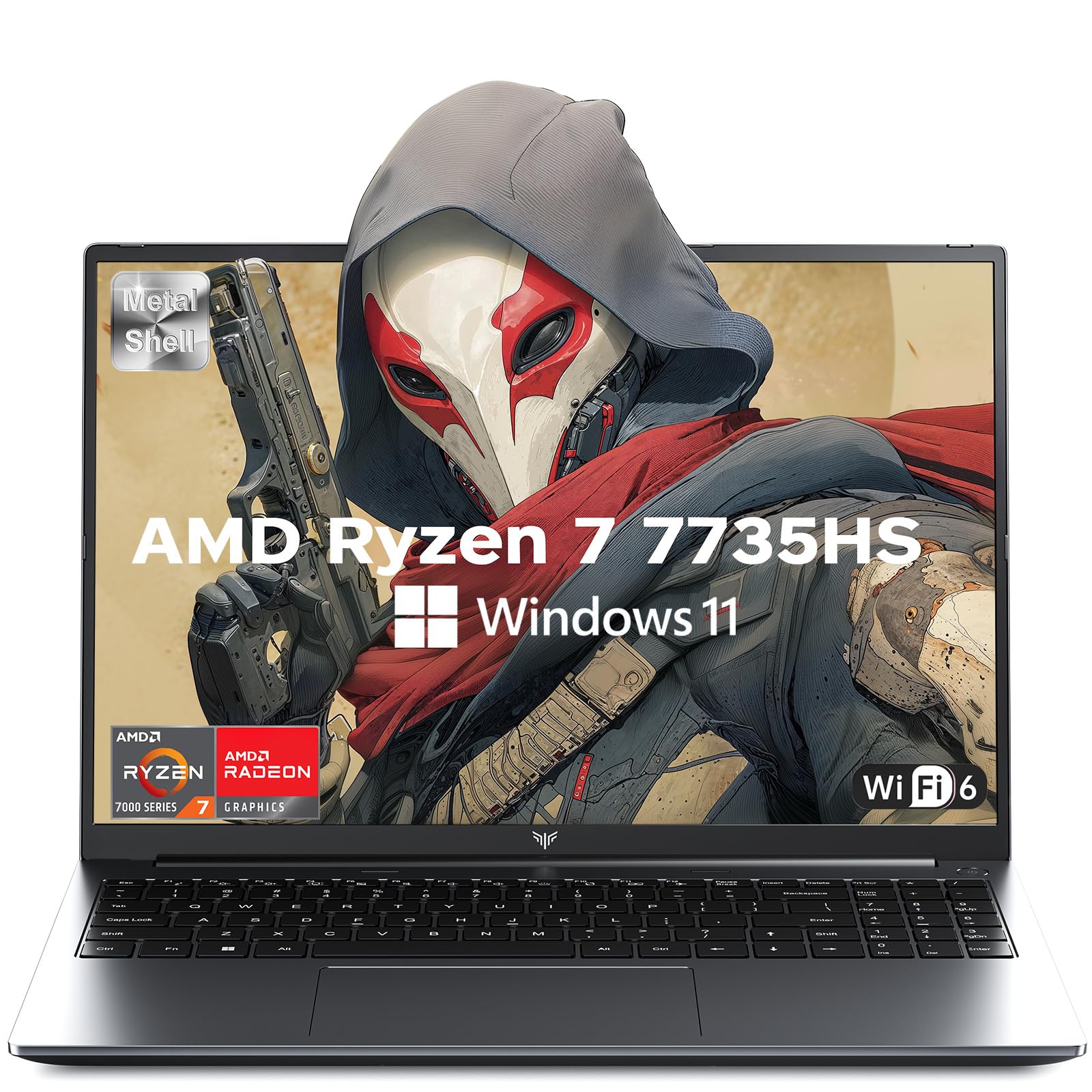 Laptop, 2026 Laptop with AMD Ryzen 7 7735HS (8C/16T, Up to 4.75GHz), 16GB DDR5 512GB NVMe SSD Laptop Computer, Up to 4TB, 16-inch FHD Display, WiFi 6