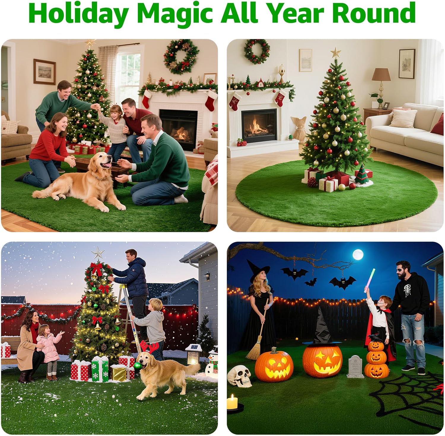 Realistic Artificial Grass Rug Indoor Outdoor: Fake Grass Turf with Drainage Holes, Pet-Friendly Dog Grass Mat, Perfect for Garden Lawn Balcony Patio Backyard Wedding Christmas Decoration​, 3FT x5FT - Image 9