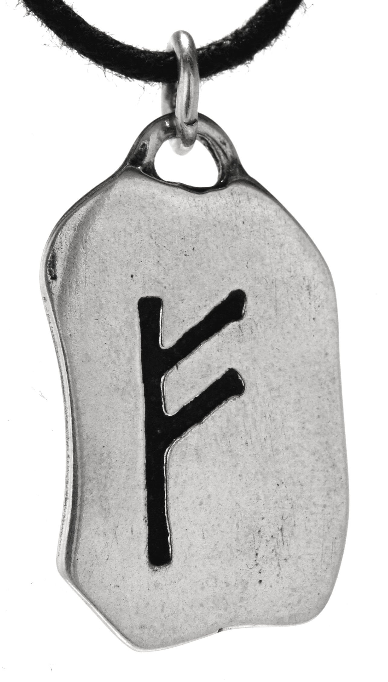 Kiss of Leather Runen Anhänger Fehu aus 925 Sterling Silber mit Baumwollband SI. 299