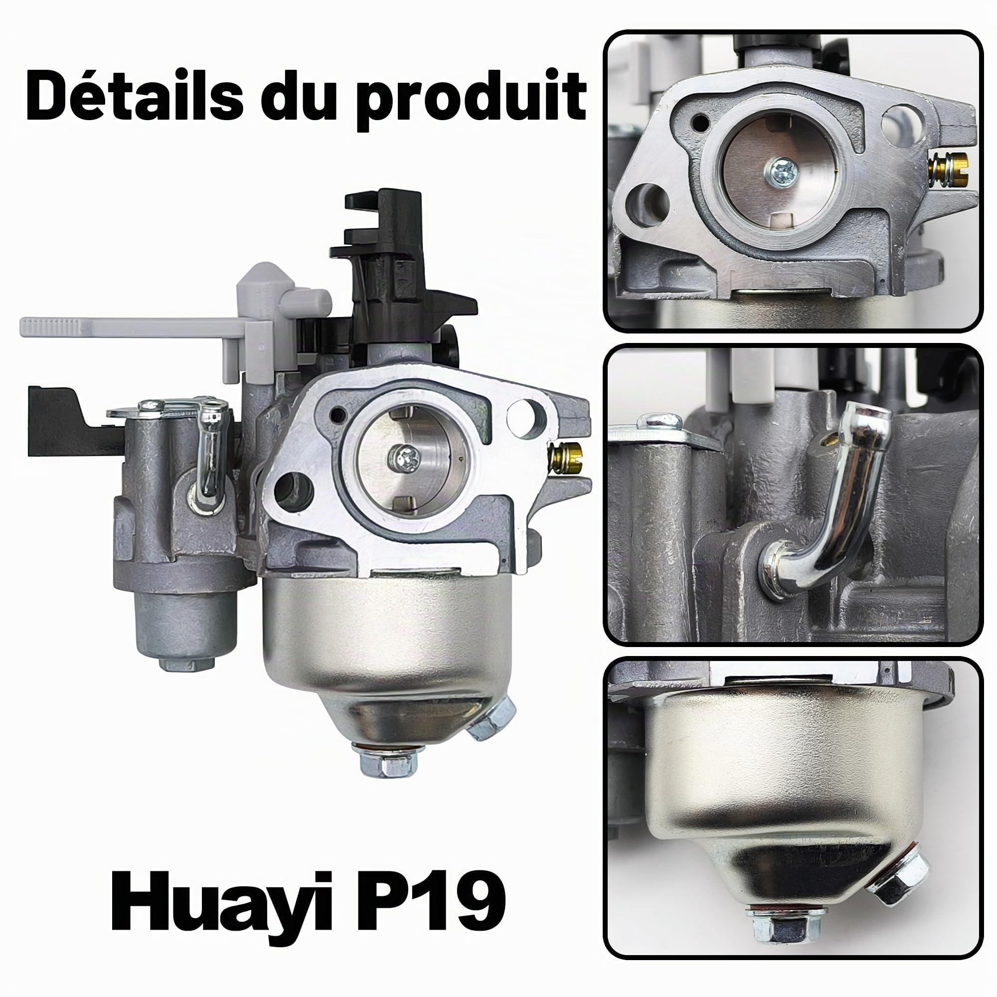 Carburateur GX160 Huayi P19 OEM 16100-ZH8-W61 pour Honda Loncin 5.5PS 6.5PS Coleman Ct200u Bt200x Kt196 196cc 224cc Mb165 Mb200 5.5PS 6.5PS Mini Bike Fraise à neige Nettoyeur haute pression