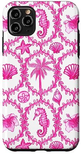 Funda rosa hawaiana para iPhone 11 Pro Max Coastal Nieta Coco Girl Preppy
