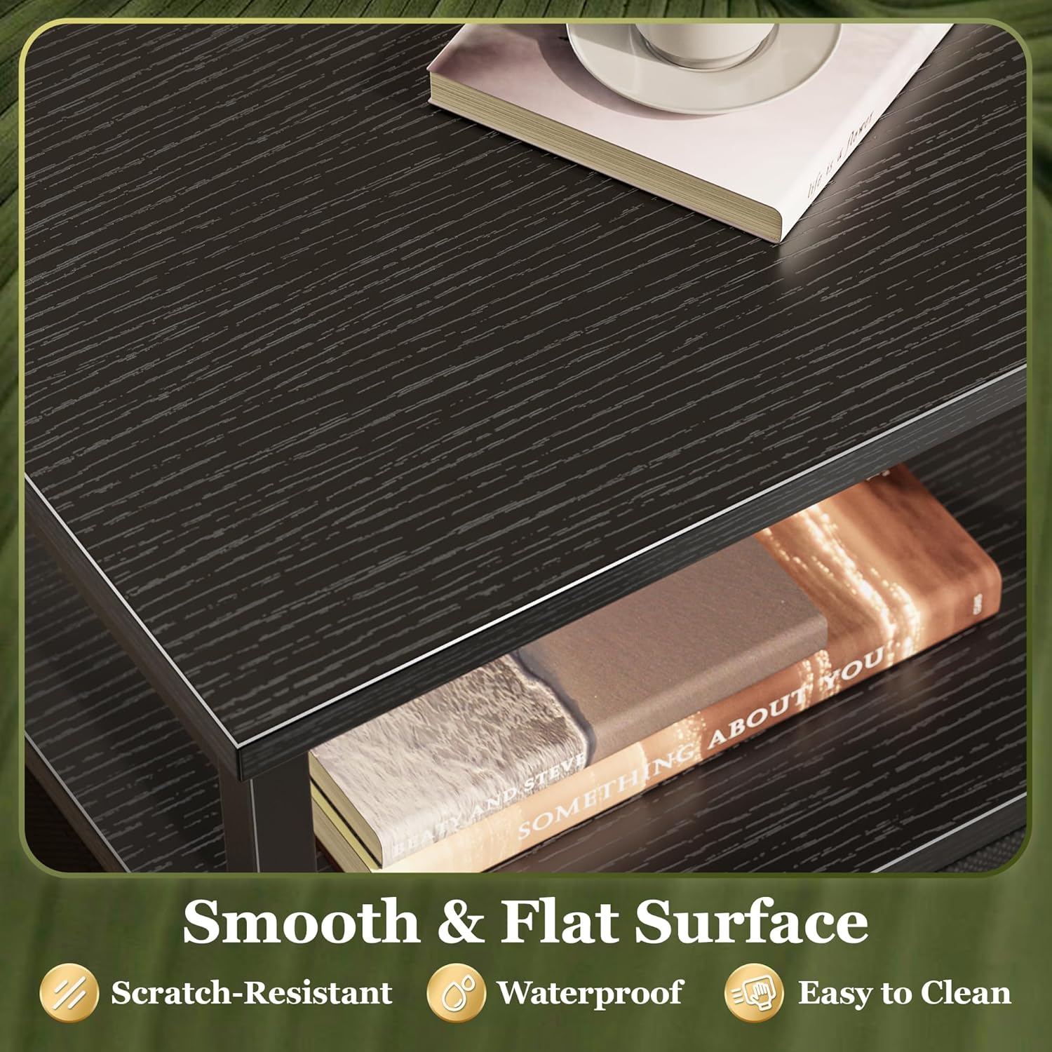 Huuger Night Stand Set of 2, Nightstand with 2 Drawers, Bed Side Table with Open Shelf, Wooden Top, End Table, Fabric Drawer, for Bedroom, Black - Image 7