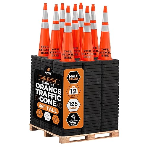 Miniatura 29 de Xpose Safety Conos de tráfico naranjas de 28 pulgadas con collares de 6 y 4 pulgadas, 1 paquete – Cono de seguridad de plástico PVC multiusos para