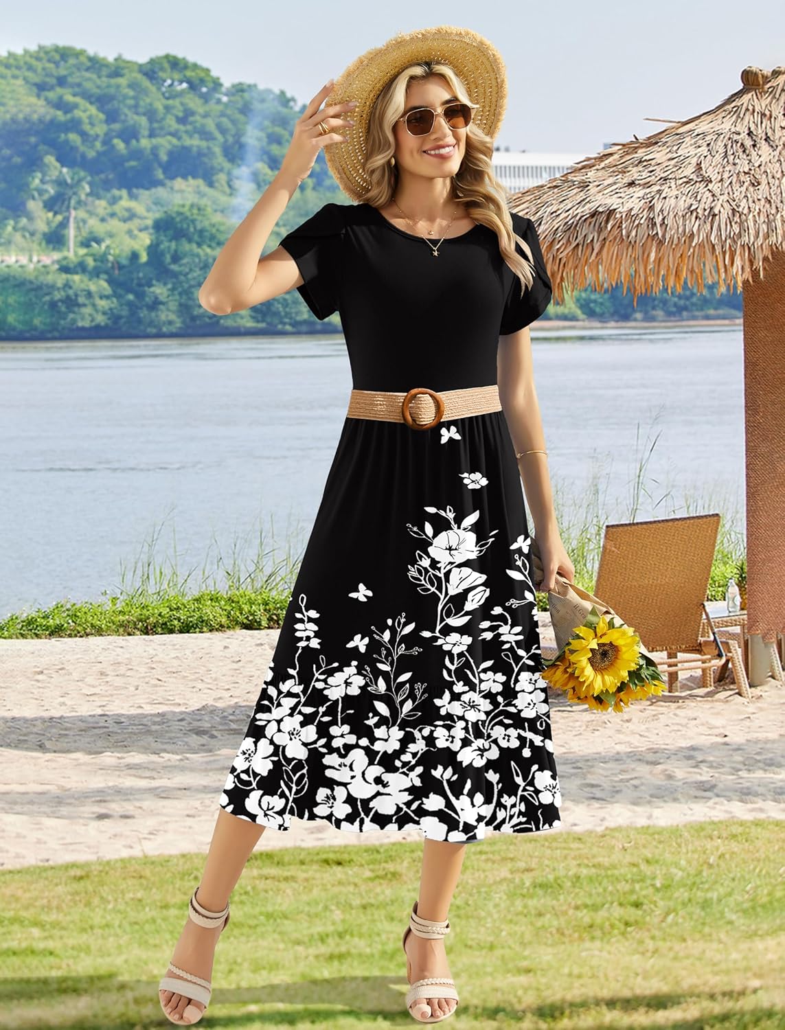 HOTOUCH Summer Dresses for Women 2026 Casual Midi Boho T Shirt Dress Ladies Sundress Aline Long Beach Vacation Clothes - Image 5