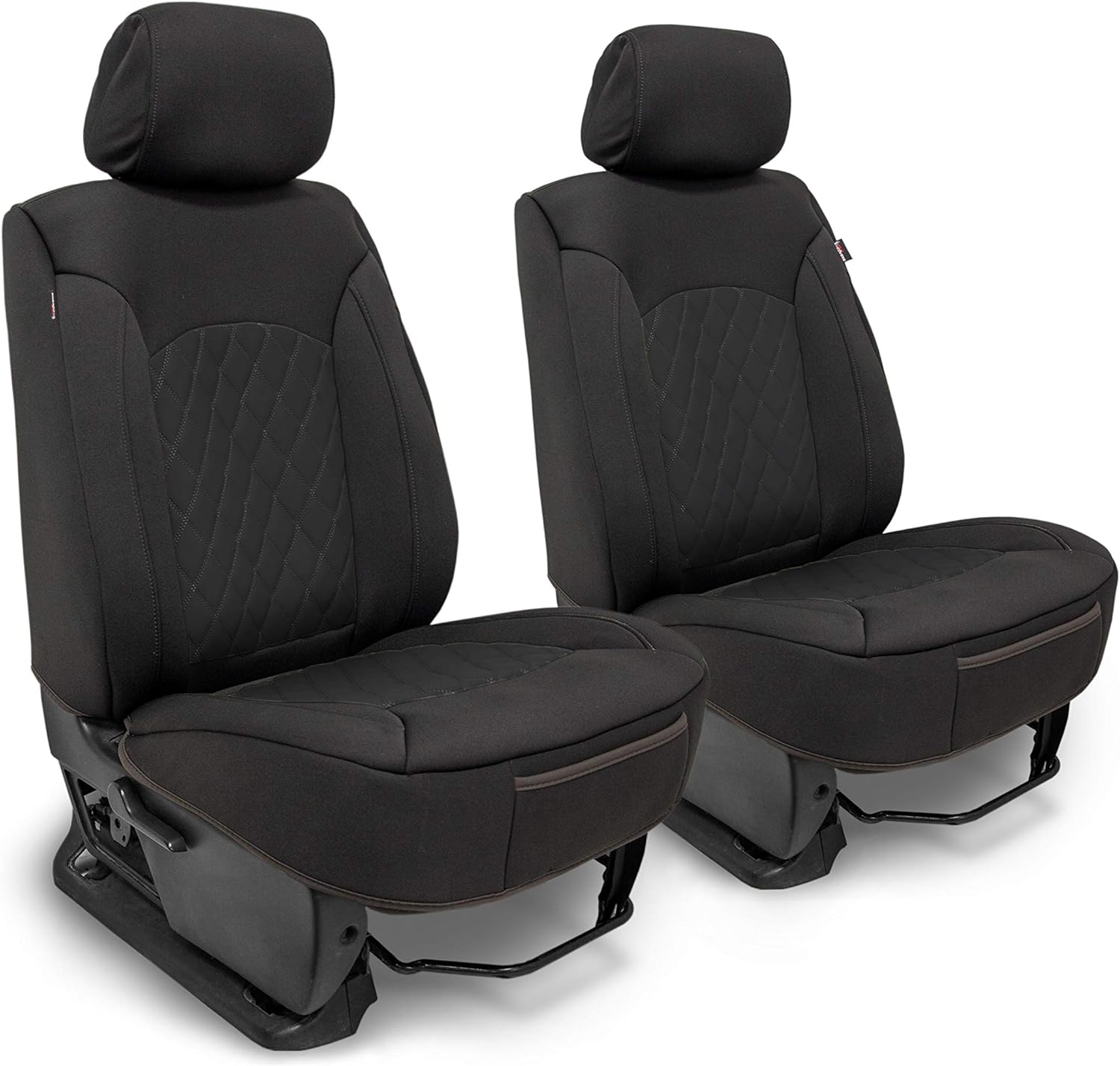 SCU - Neoprene Universal Seat Covers for Automotive - Comfort & Durable Splash Resistance - Front Seat Covers for Cars - Charcoal & Black Diamond Stitch