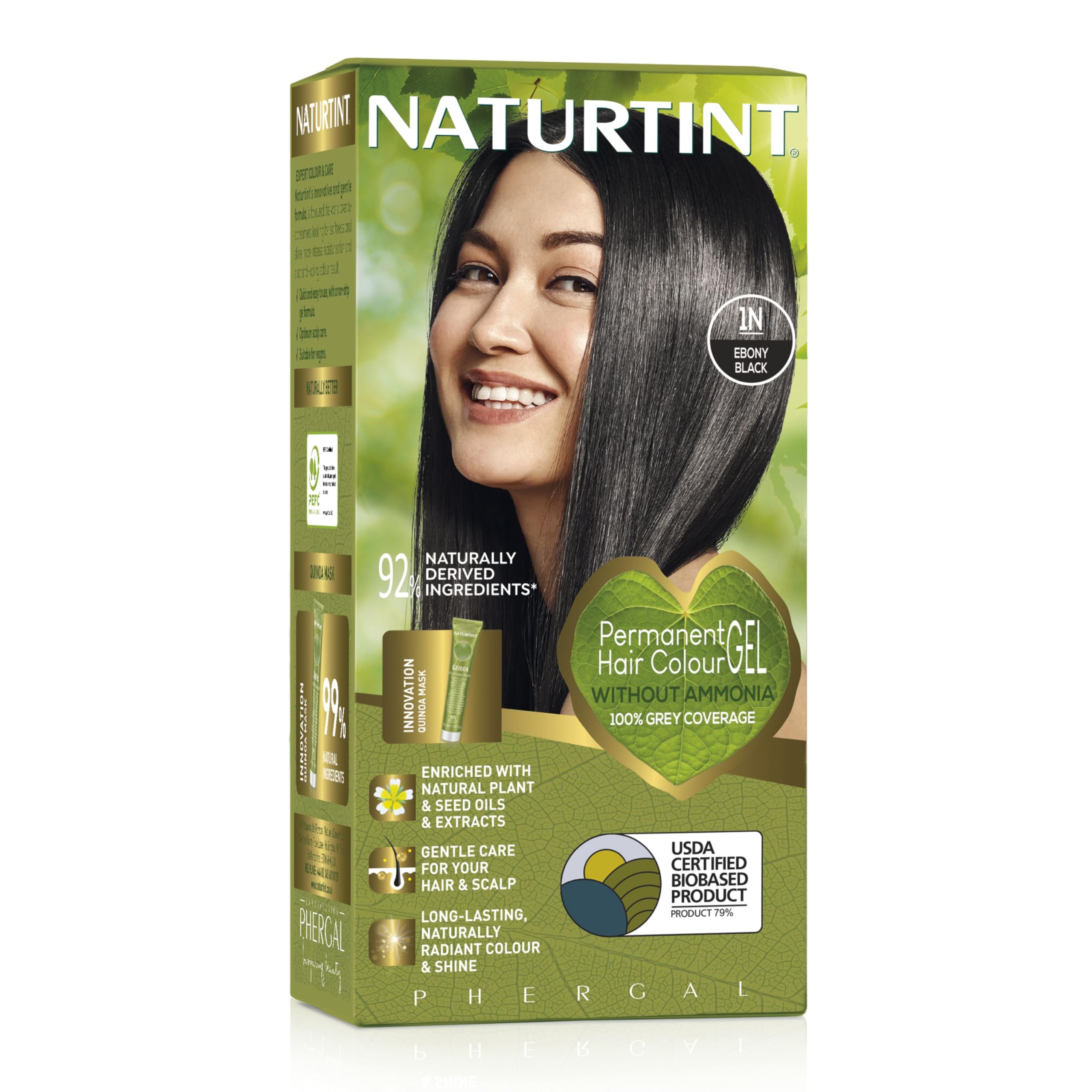 Naturtint Permanent Hair Colour, 1N Ebony Black, Black