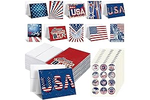 100 Sets of 4th of July Patriotic Greeting Cards with Envelopes