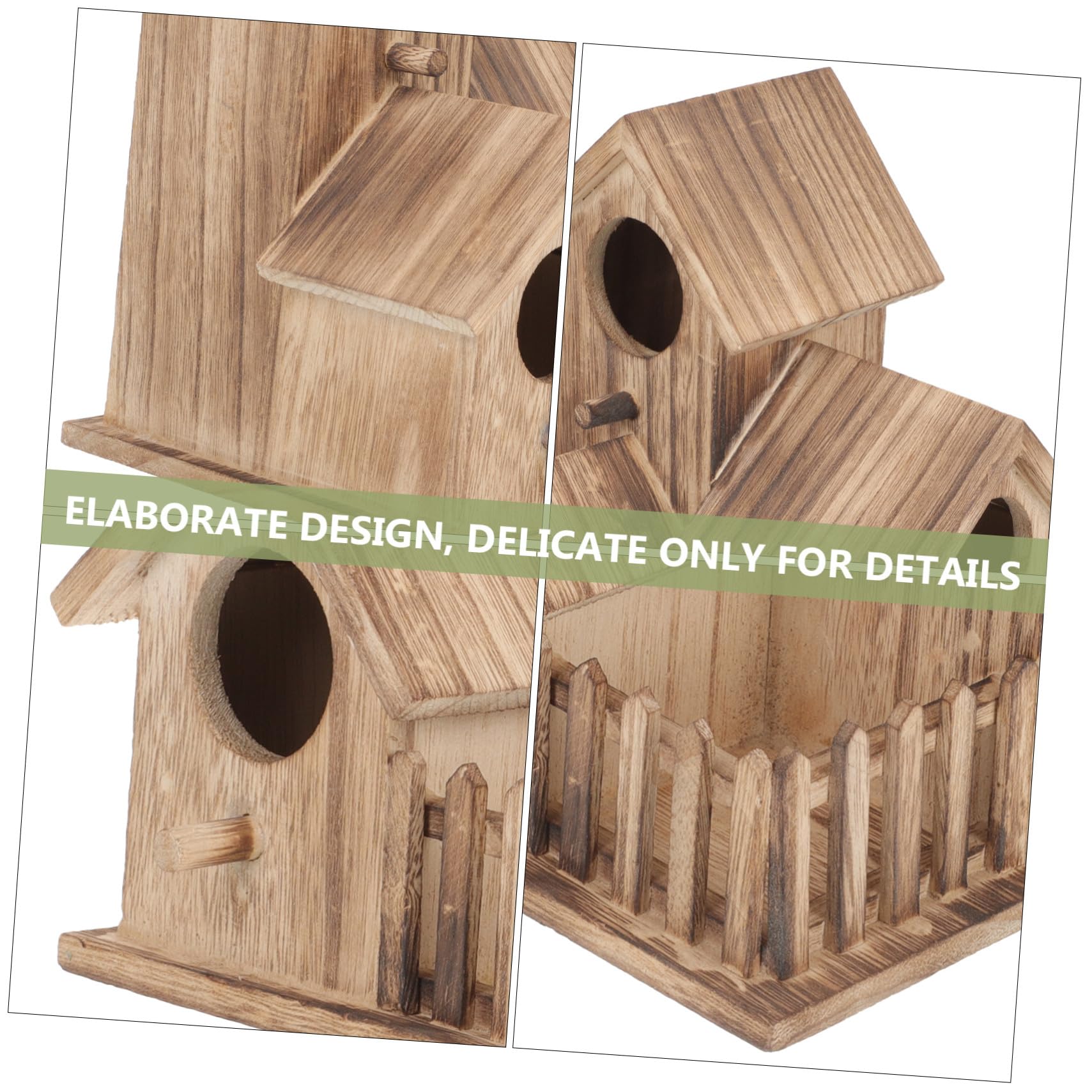 SHINEOFI Villa Nido de Pájaro de Madera para Periquitos Comedero Independiente para Pájaros Caseta de Anidación Colgante para Jardín Accesorio para Loros