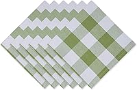 DII Buffalo Check Farmhouse Cloth Napkins Set of 6, 20x20 Antique Green - 100% Cotton Table Linens