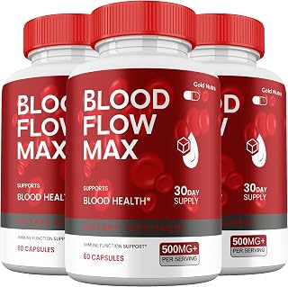 (3 Pack) Blood Flow Max, Maximum Strength Supplement, Official Blood Flow Max Capsules Advanced Premium Formula Vitamin Pills