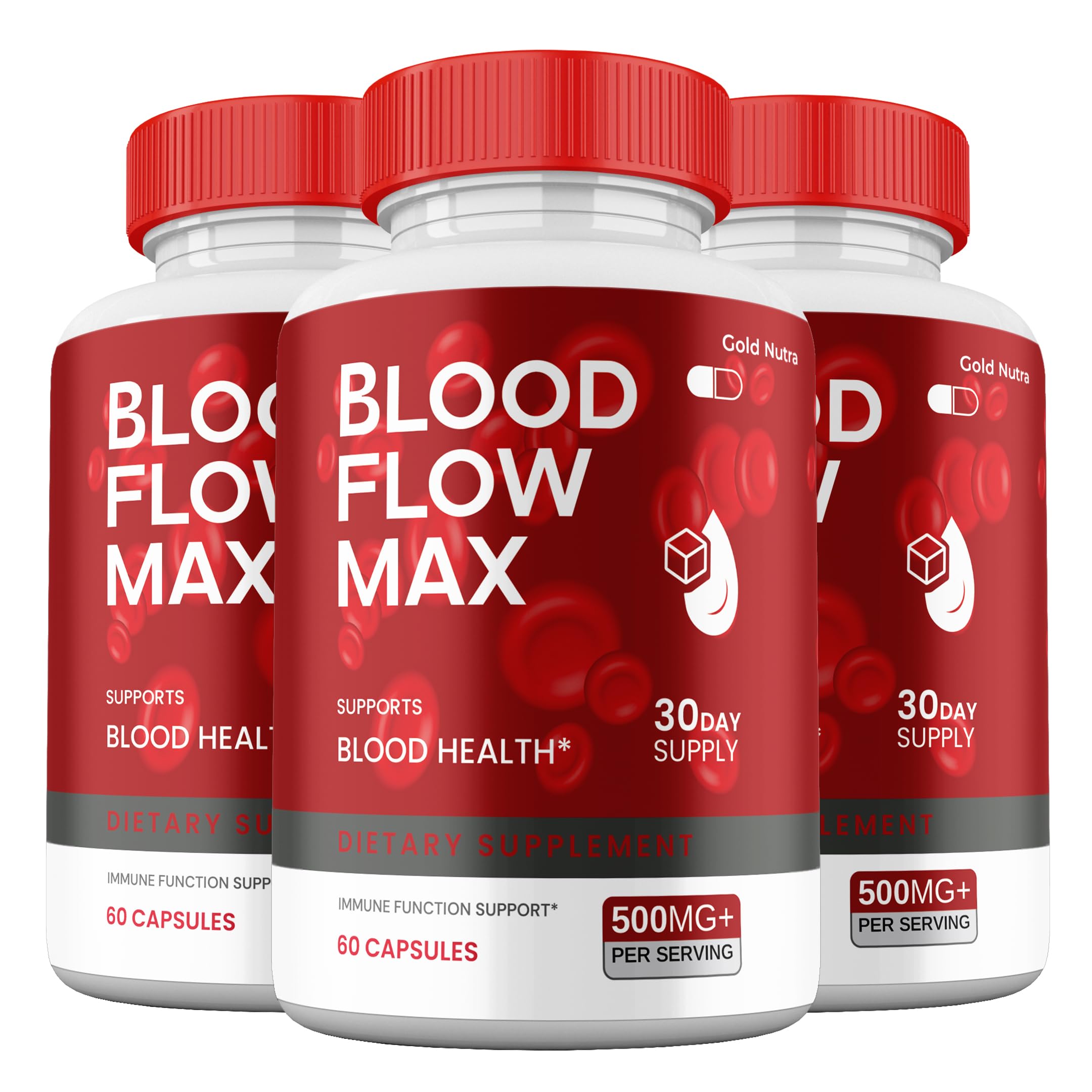 (3 Pack) Blood Flow Max, Maximum Strength Supplement, Official Blood Flow Max Capsules Advanced Premium Formula Vitamin Pills
