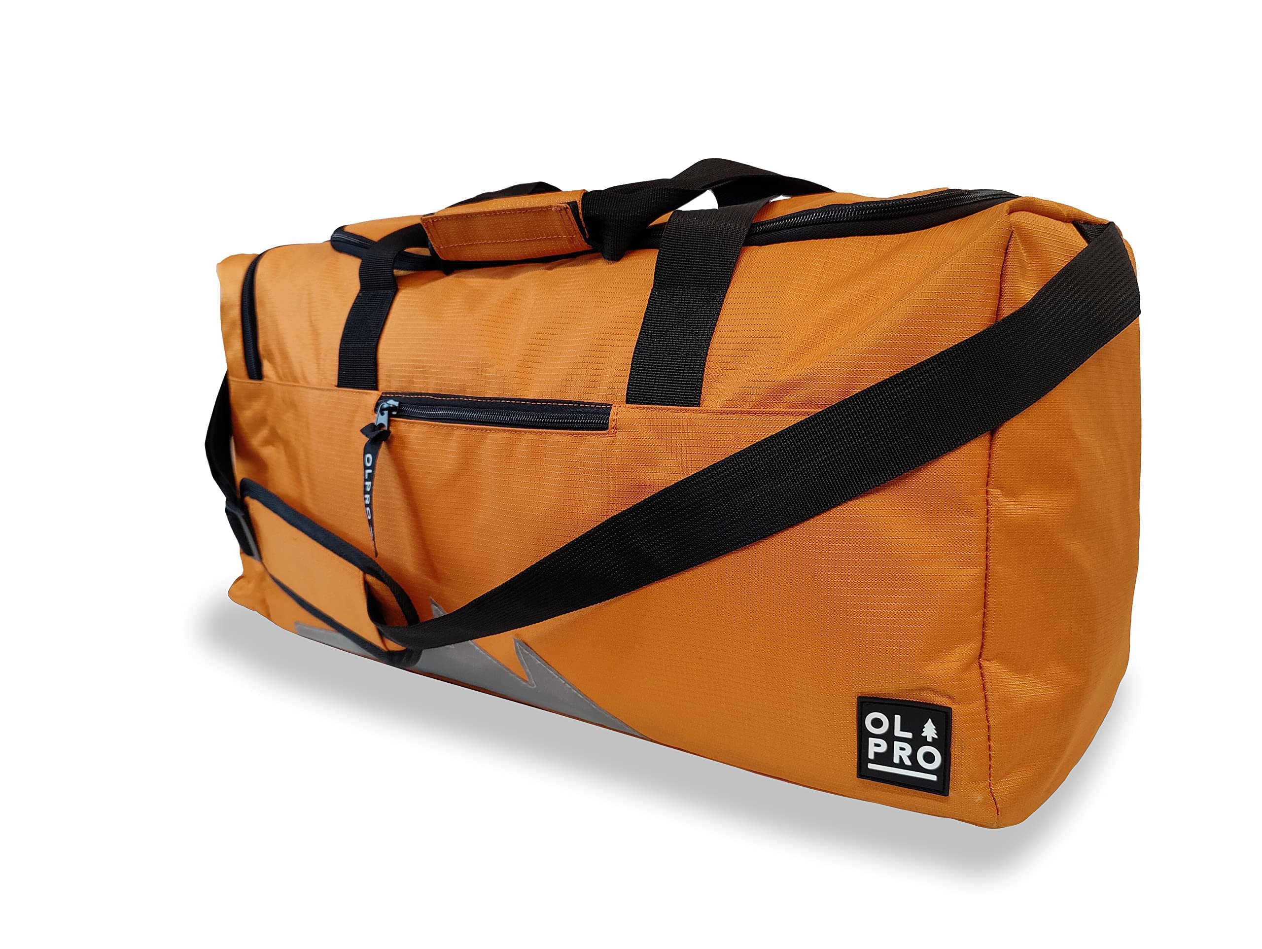 OLPRO 40L Holdall Bag – Waterproof Travel & Gym Duffel with Padded Strap, Hard Base & Multiple Pockets – Weekend, Sports & Day Trip Bag for Sports, Gym, Yoga, Swim – Orange