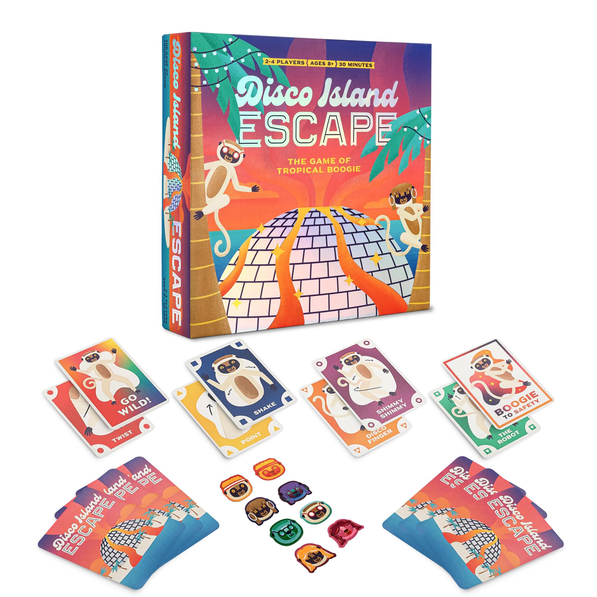 Disco Island Escape Board Game | Race Your Dancing Lemurs Across Lava Streams | Perfect Family Game | 2-4 Players, Ages 8+