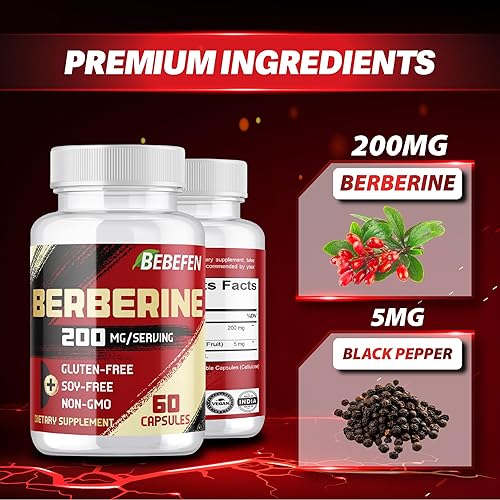 Miniatura 5 de BEBEFEN Berberina HCL Suplemento 2000mg - Apoya el sistema inmunológico, la salud cardiovascular - Sin OMG  Sin gluten