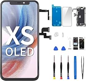[OLED] Tela de reposição para iPhone Xs de 5,8 polegadas com sensor de proximidade de alto-falante frontal OLED para tela sensível ao toque 3D, kit de reparo completo de ferramentas de reparo parafusos magnéticos A1920 A2097 A2098 A2099 A2100