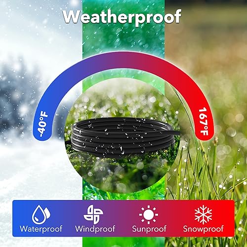 Vista 30 de BN-LINK Paquete de 2 cables de extensión para interiores y exteriores de 10 pies 16/3 SJTW, negro, 3 puntas, resistente a la intemperie y ignífugo