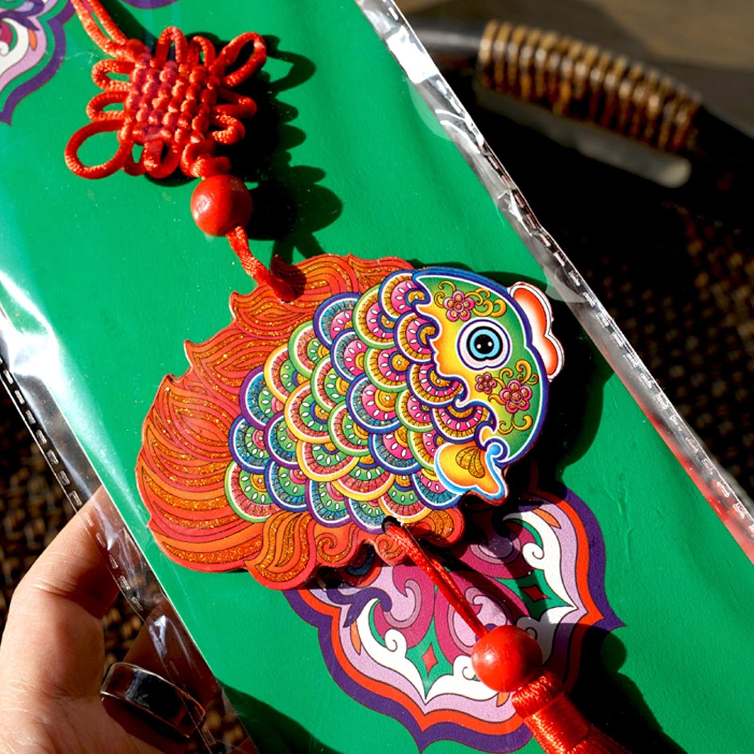 New Year's Creative red fu Fish Shape car Chinese Knot Pendant Home Decor Tassels