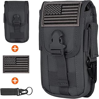 IronSeals Tactical Phone Holster Pouch, Gadget Waist Bag Molle Attachment Belt Holder Bag with US Flag Patch and Tactical Gear Clip for 4.7