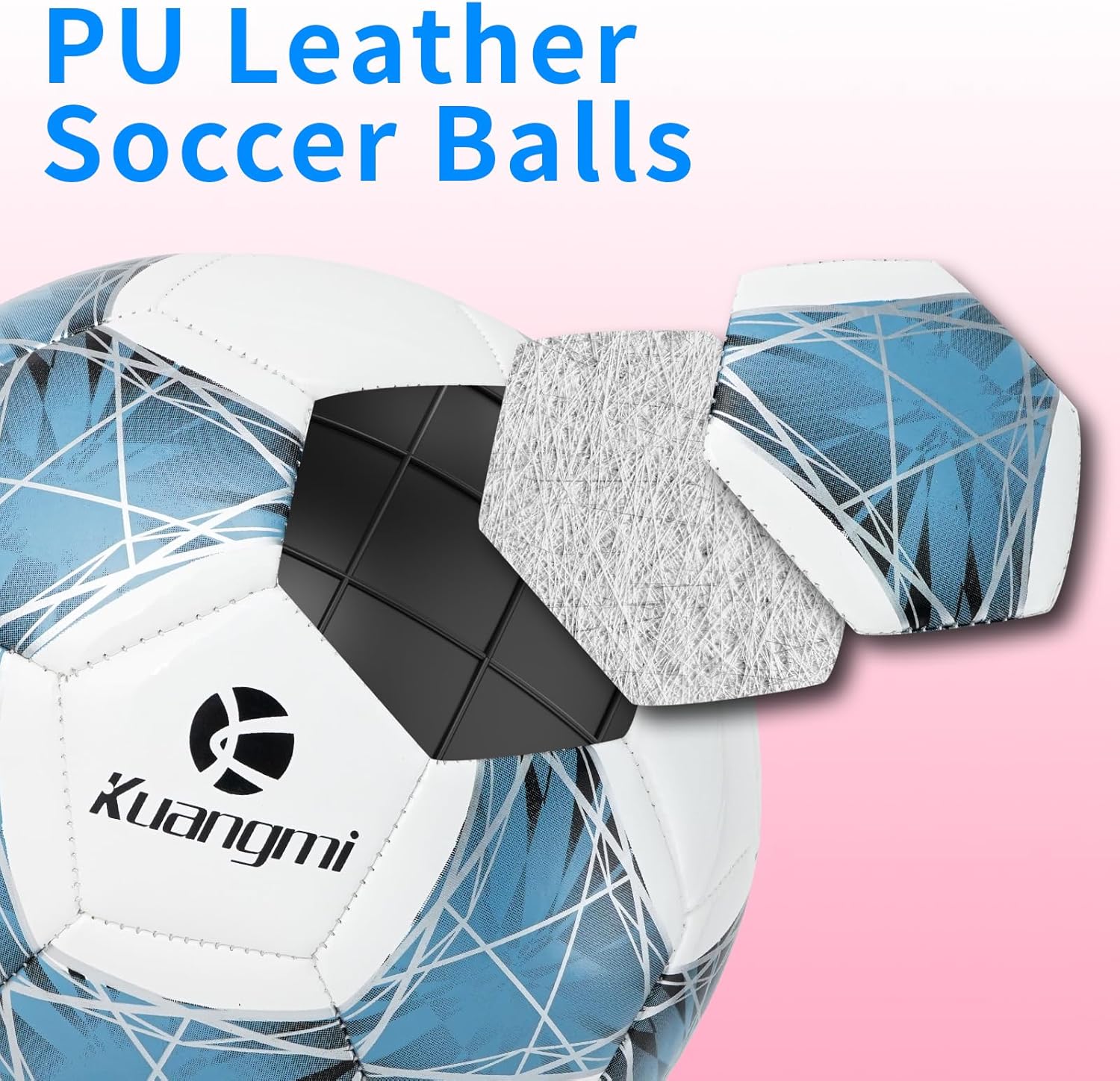 Kuangmi Soccer Ball, Official Size 5 Match Ball, Youth & Teenager & Adult Soccer Players, Outdoor & Indoor Sports Training Playing Practice and Game