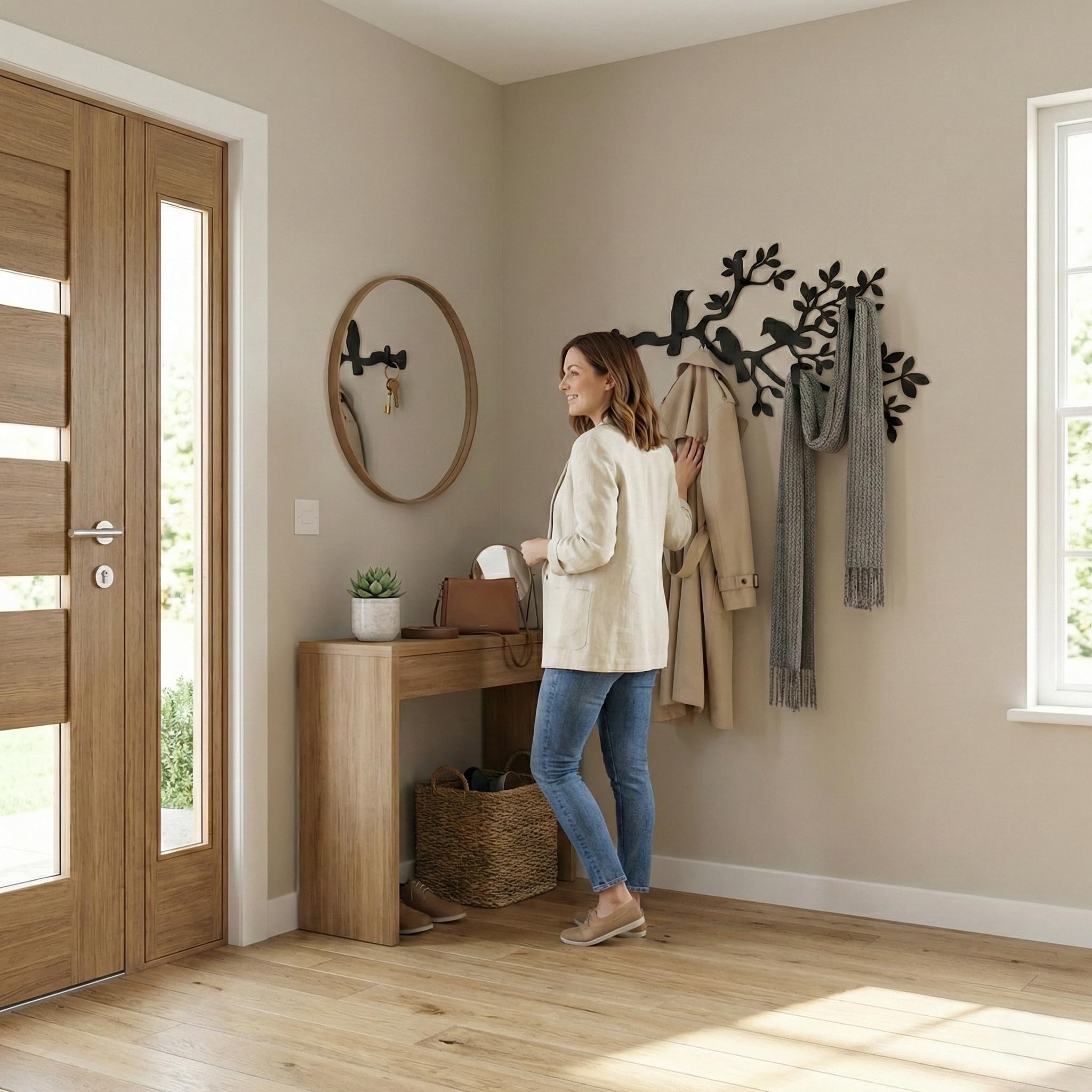 DEKADRON Wall-Mounted Coat Rack, Metal Wall Hanger, Birds Metal Coat Rack, Wall Mount Hanger, Home Decoration, Hat Rack, Key Rack, Entryway Coat Hooks, Metal Rack, Coat Hook 60x40cm