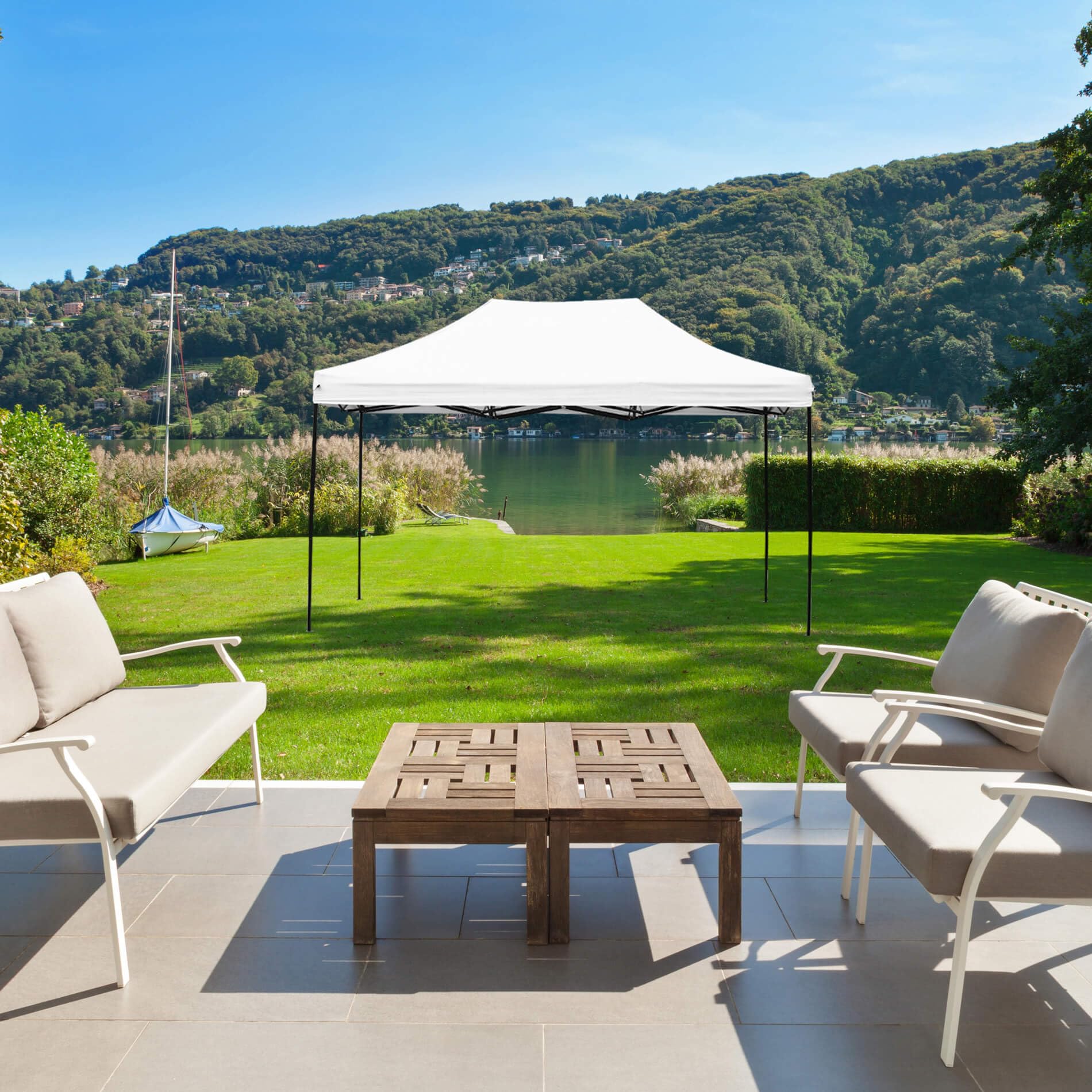 Rebecca Mobili Gazebo Richiudibile Bianco Metallo Poliestere Con Custodia Campeggio Fiere Feste 3,1 x 4,5 x 3 mt (Cod. RE6307)