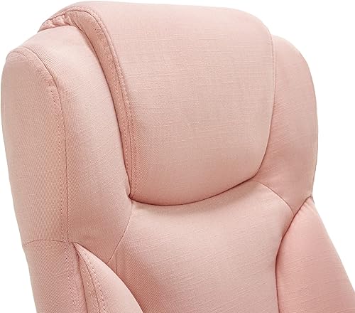 Miniatura 4 de Serta Silla ejecutiva de oficina con respaldo alto y soporte lumbar, ergonómica, tapizada, giratoria, diseño amigable para juegos, microfibra, rosa